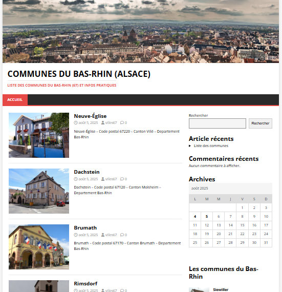 Liste des communes du bas-rhin 67